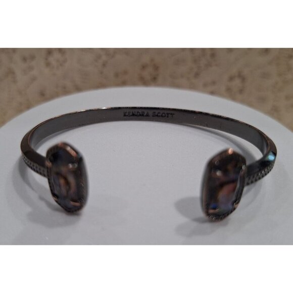 EUC Kendra Scott Elton Abalone Gunmetal Cuff Bracelet - Picture 5 of 10